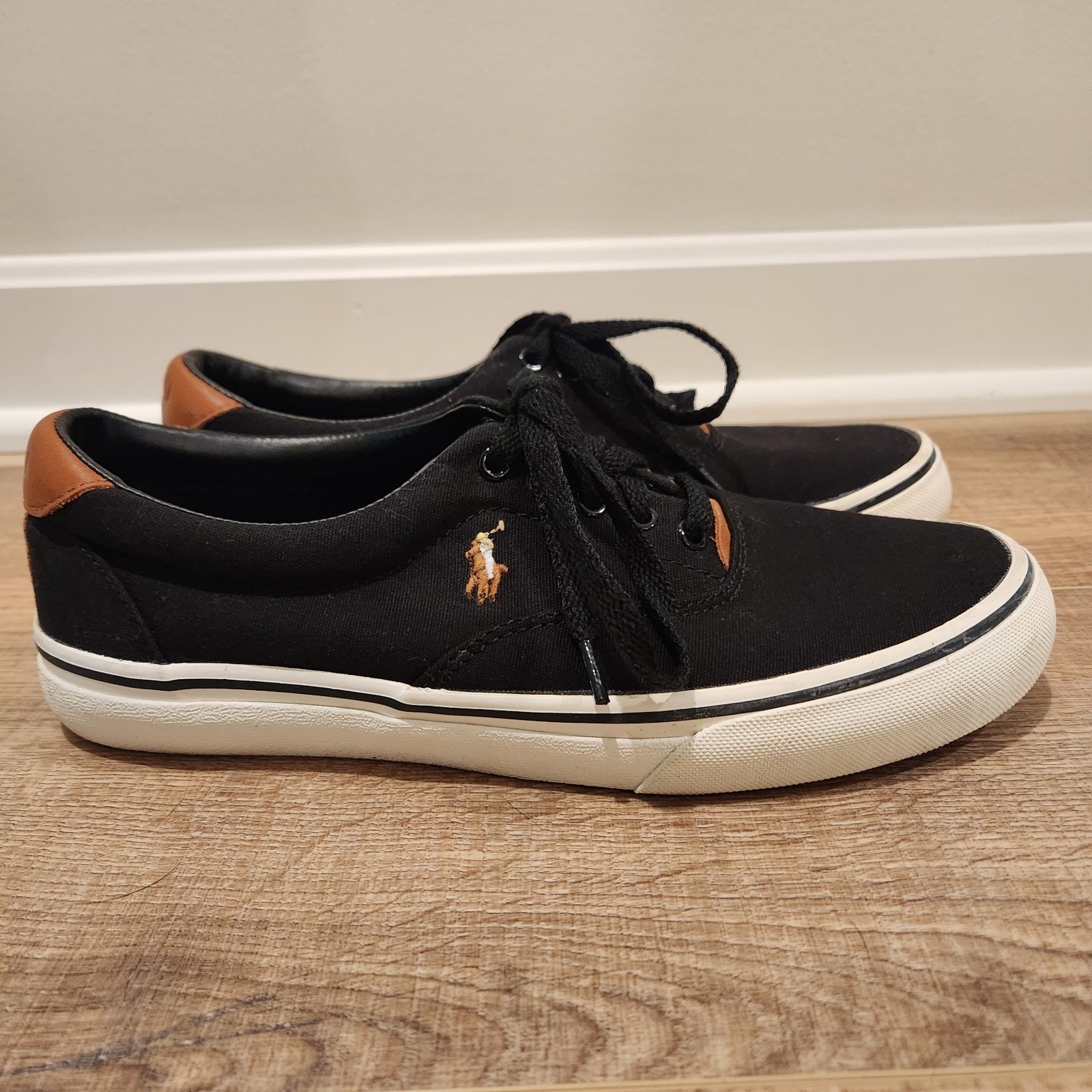 Polo Ralph Lauren Sneakers Uomo 7.5 D Nero Thorton Low top Tela Pony