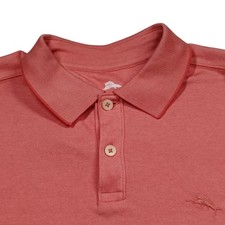Tommy Bahama Mens Coral Pink Short Sleeve Cotton Blend Polo Shirt Size Medium