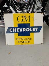 C.1950s Original Vintage Gm Chevrolet Genuine Parts Sign Metal Dealer Rare Clean
