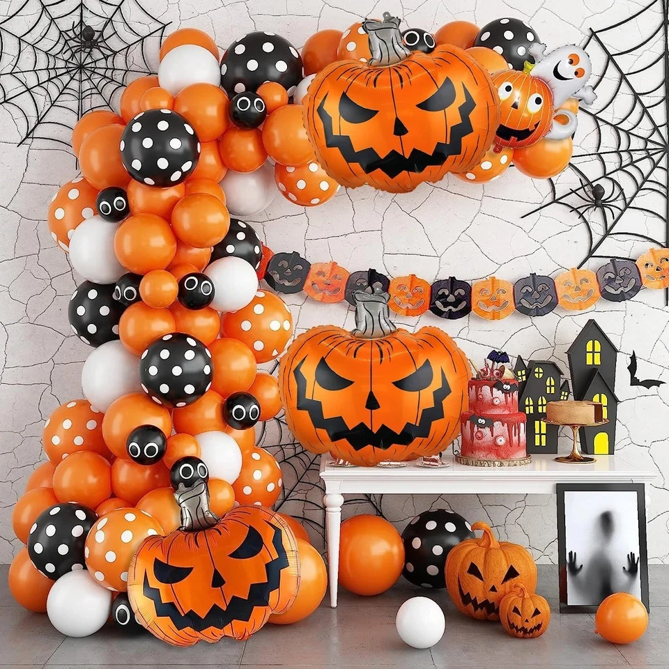 3 Pcs Jumbo Pumpkin Foil Balloons Halloween Party Scary Pumpkin Decorations - image 4 of 4