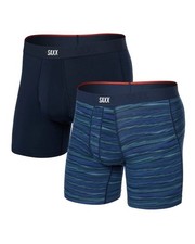 Saxx Vibe Xtra Boxer Brief Fly Men's Underwear, Surge Spacedye/Navy, Medium, 2 P