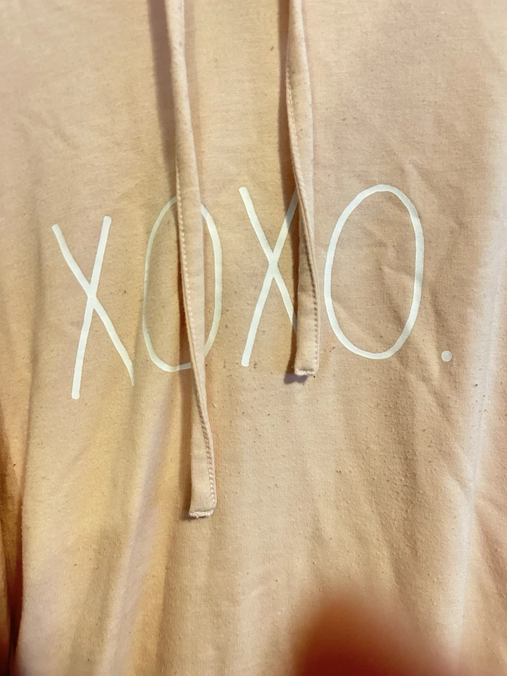 Rae Dunn Pink Hoodie Pullover XOXO size Medium - Image 3 of 4