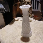 Vintage Milk Glass Vase Small With Design