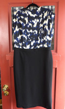 Tahari Women's Classic Blue White Black Colorblock Sleeveless Dress Size S NWT