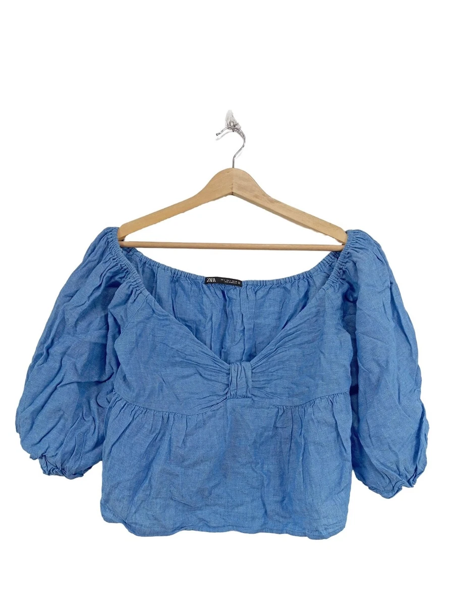 Top Tricoté Zara Femme Bleu - Taille 40, Occasion Très Bon état, Style Décontracté