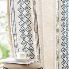 jinchan Boho Curtains Linen Blend Beige Farmhouse Curtains 63 Inches Long for...
