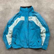Jack Wolfskin Rain Jacket Womens Small Full Zip Hiking Outdoor Coat, Blue