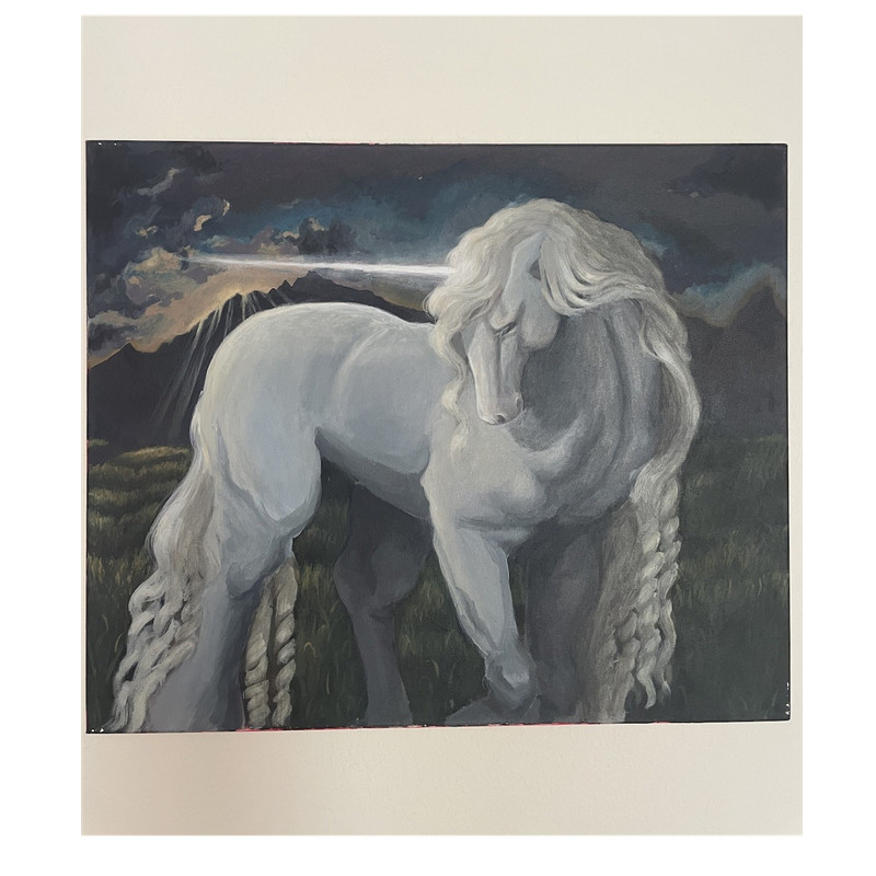 Original Signed Horse Painting on Canvas, Realism Animal Art, Unframed 2026