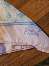 VTG Sarah Coventry 30" Sq Scarf 100 Polyester Pink With Blue Flowers