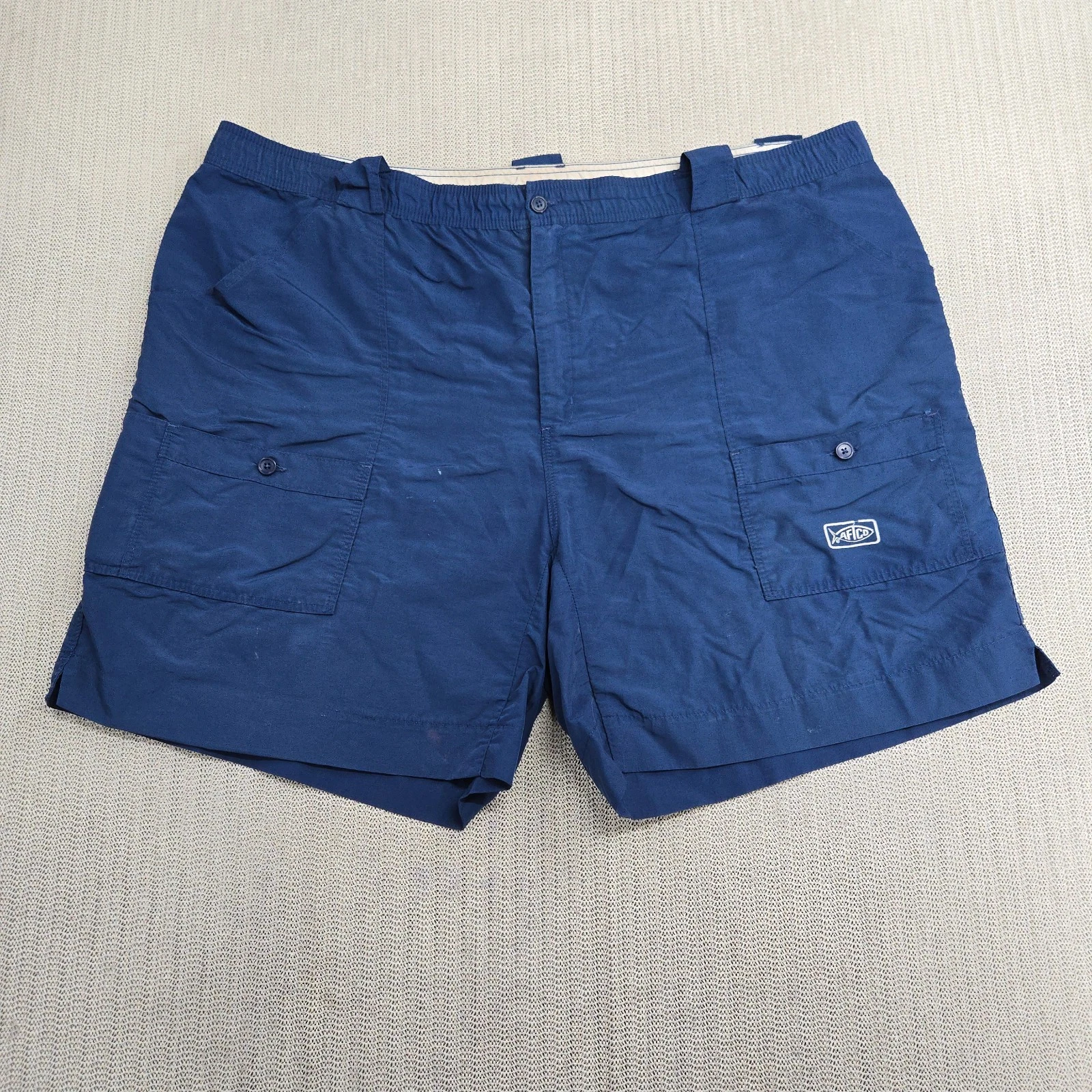 AFTCO Shorts Mens 46 x 8" Inseam Blue Nylon Fishing Outdoor