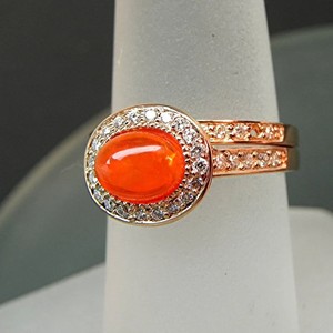 Authentic Beautiful Lab Grown Mexican Fire Opal 7.6x5.8mm 0.85 Carat Oval Rose Gold Plated