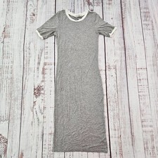 Heart Hips Gray Short Sleeve Bodycon Midi Ringer Tee Dress Women's S