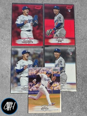 2025 Topps Stadium Club - Yoshinobu Yamamoto RED/Hyesong Kim Red + Ohtani base