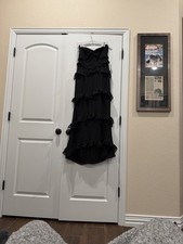 Black Strapless Party Dress With Slit On Side Size 12 By Pretty Little Things