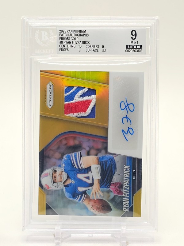 RYAN FITZPATRICK 2025 PRIZM PATCH AUTOGRAPHS GOLD AUTO 10 PATCH /10 BGS 9 Q0154