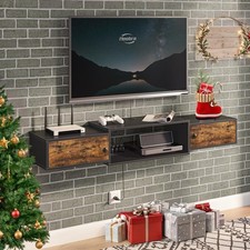 HOOBRO 55" Floating TV Stand with Power Outlet, Modern Wall Mounted Media Consol