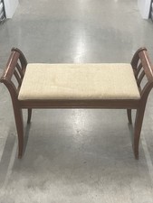 Antique upholstered wood bench window bench, duet piano stool, or vanity bench