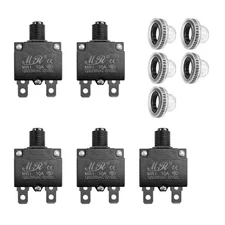 5 PCS  125/250V AC 32V DC 10A Circuit Breaker with Manual Reset Push Button Ov