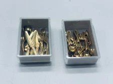 MINIATURE FLATWARE Silverware VINTAGE DOLLHOUSE Gold Tone Fork Knife Spoon Set