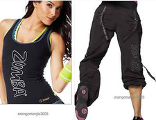 ZUMBA Feel the Music CARGO PANTS Converts to Capris +TOP RacerBack Tank 2Pc.Set!