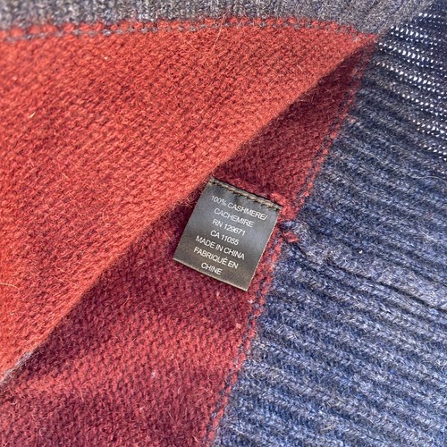 360 Cashmere Navy Blue Stripe Sweater Jumper Size Medium Pullover - Picture 4 of 5