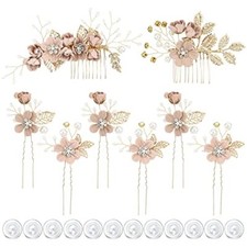 20 Pack White Dusty Pink Blue Flower Bridal Wedding Hair Side Combs Flower Ha...