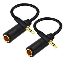 1/4 to 3.5mm Cable 1ft Long Quarter inch 6.35mm Female to 3.5mm Male Adapter ...
