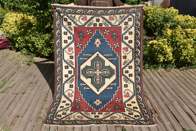 Türkischer 4x6 Teppich Handgewebt Kars Carpet 130x190cm Natur Wolle Orientali...