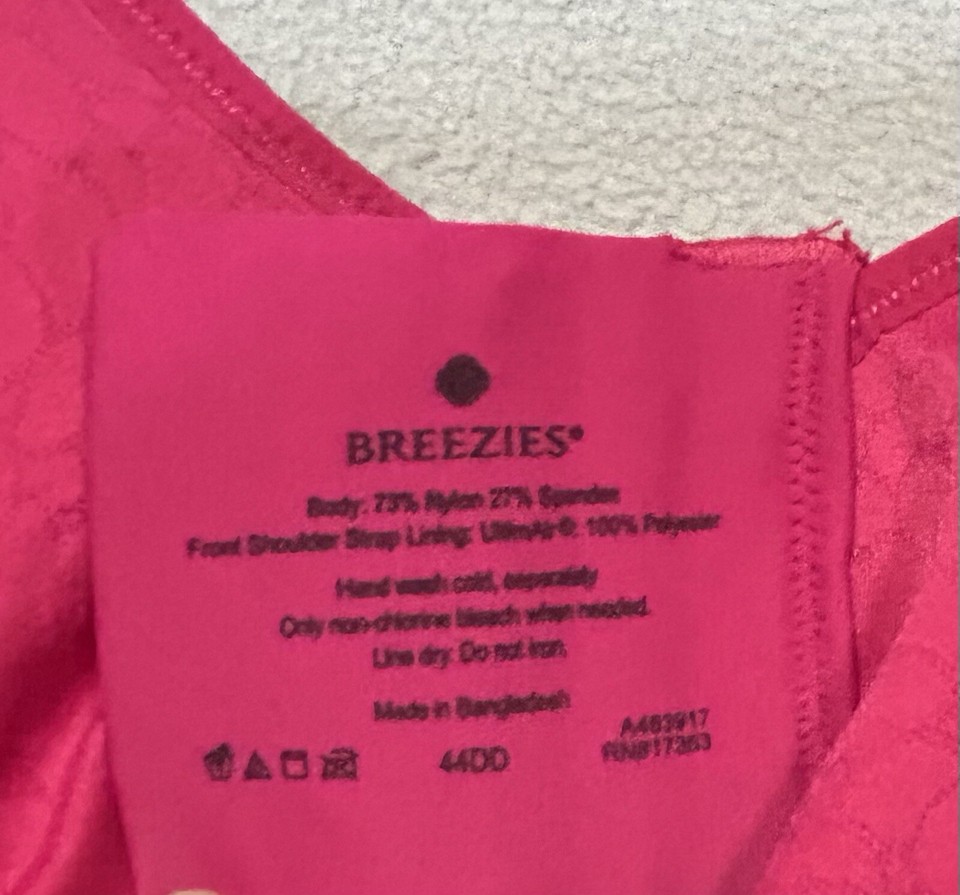 Breezies Wireless Bra Size 44 DD Fushia Soft cups Full Coverage eBay