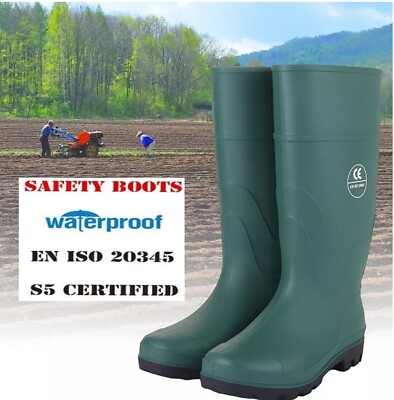MENS WELLINGTONS WORK MUCKER WELLIES SAFETY STEEL TOE CAP RAIN BOOTS SIZE  6-13 UK