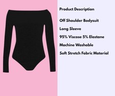 Image of WOMENS OFF SHOULDER BODYSUIT RUFFLE FRILL PLAIN BARDOT LEOTARD UK 8-26