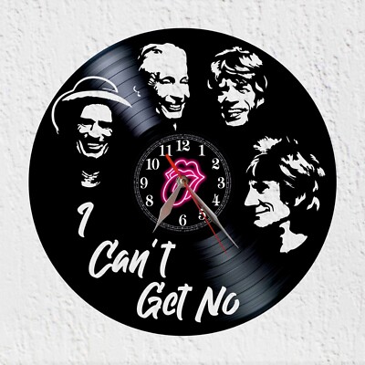 Vinyl Schallplatten Wanduhr Silhouette Mick Jagger Rolling Band Rock 70er