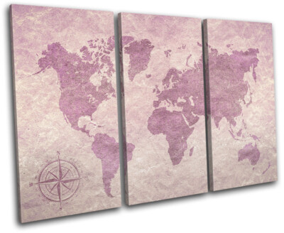 World Atlas Grunge Abstract Maps Flags TREBLE Leinwand Kunst Bild drucken