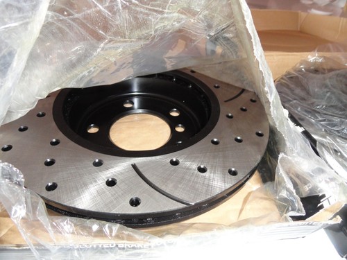 Front Drilled Brake Rotors Black Pair 2 for BMW Z4 325Ci 320i 325i 325xi 328i Z3 - Picture 2 of 8