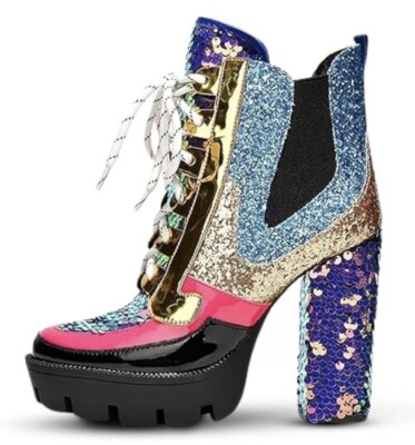 BRAND NEW Cape Robbin Nell Chunky Boots Sequin Glitter  display picture 3