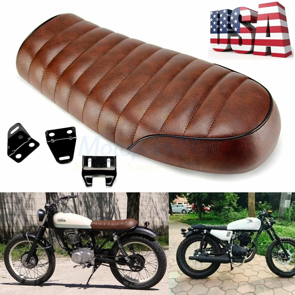 Flat Brat &Hump Saddle Cafe Racer Vintage Seat Cushion For Honda CB Yamaha XJ GN - Image 4 of 4