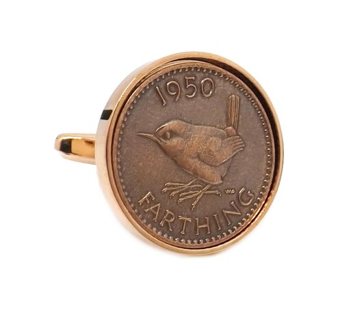 1950 Farthing Münzen in Roségold Platte Manschettenknöpfe 69 Jahre personalisiert Geschenkbox - Bild 6 von 8