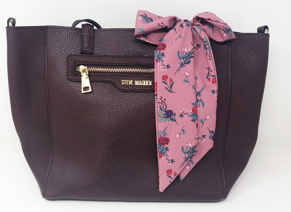 Steve Madden Maroon Purse With Removable Make Up Bag And Scarf Good Xmas  Gift