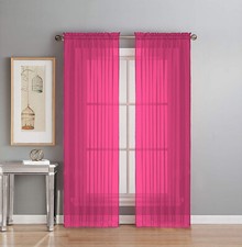 2 Piece Fully Stitched Sheer Voile Window Panel Curtain Drape Set