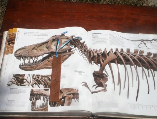 Kids T-rex dinosaur leather bookmark with 6 color choices to pick from - Picture 4 of 11