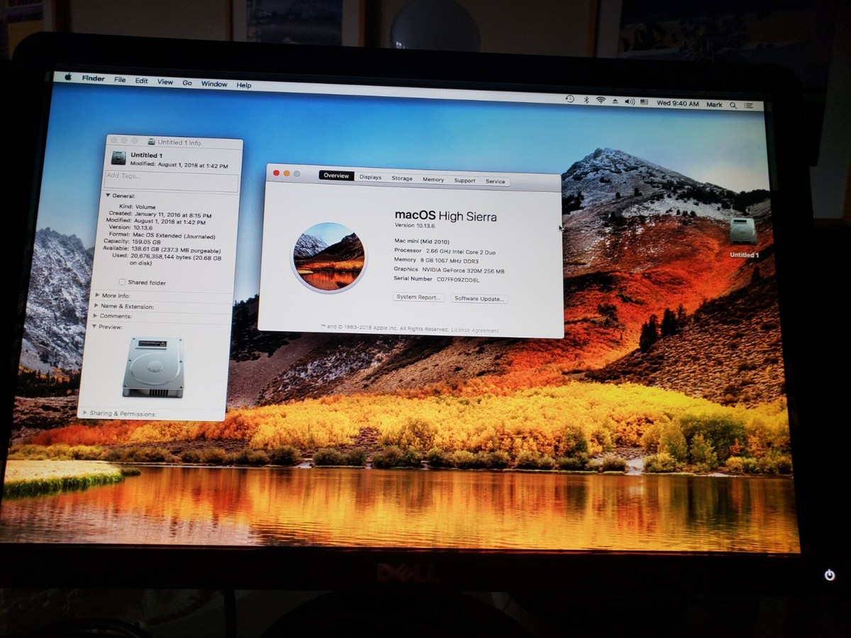 Apple Mac Mini A1347 Core 2 Duo C2D P8600 2.66GHz 8GB RAM 160GB