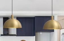 Brushed Brass Dome Pendant Lights X2