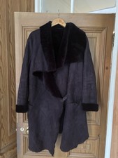 Nicole Farhi Dark Purple Shearling 100% Sheepskin Fur Coat