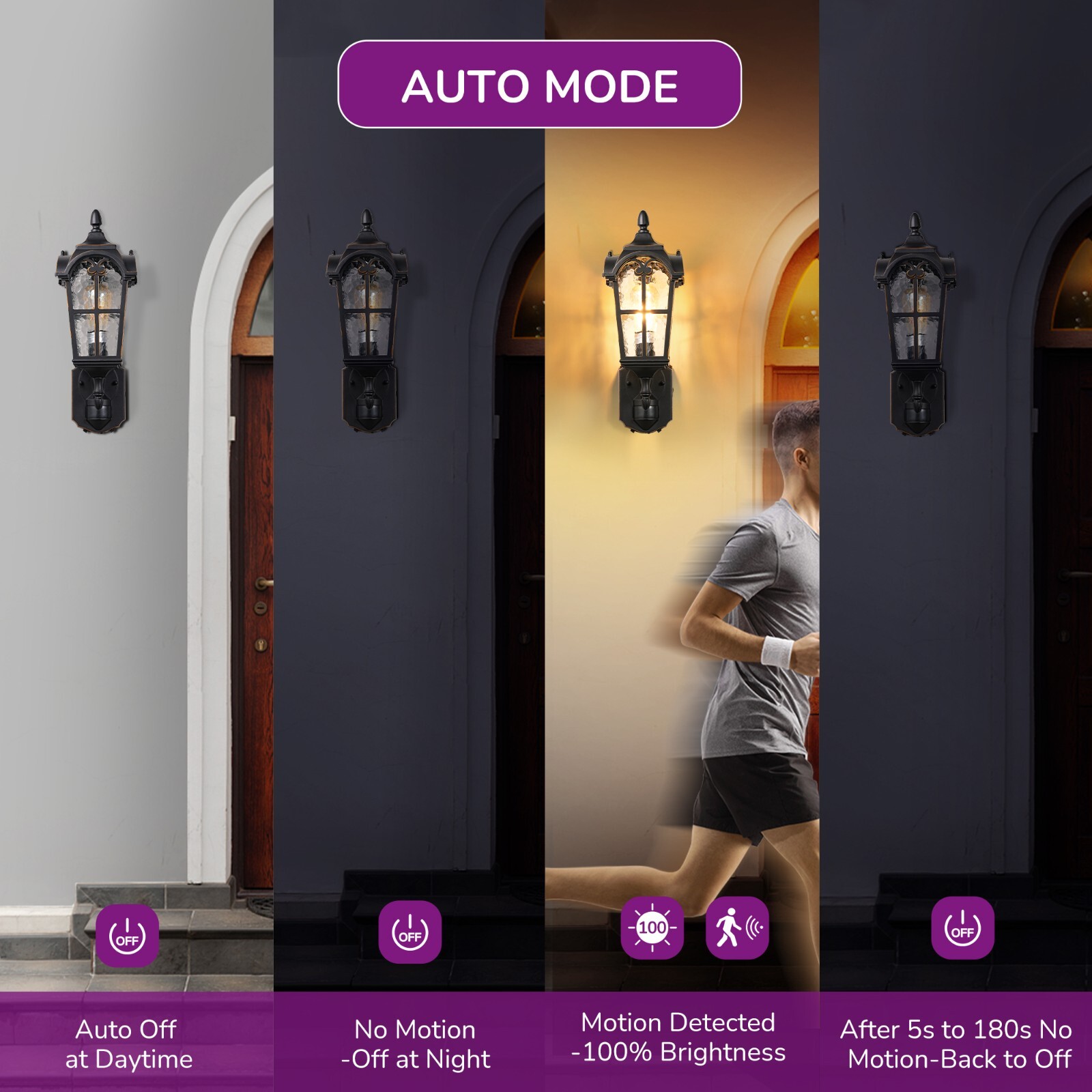 EDISHINE Outdoor Wall Light with Dusk to Dawn and Motion Sensor Waterproof