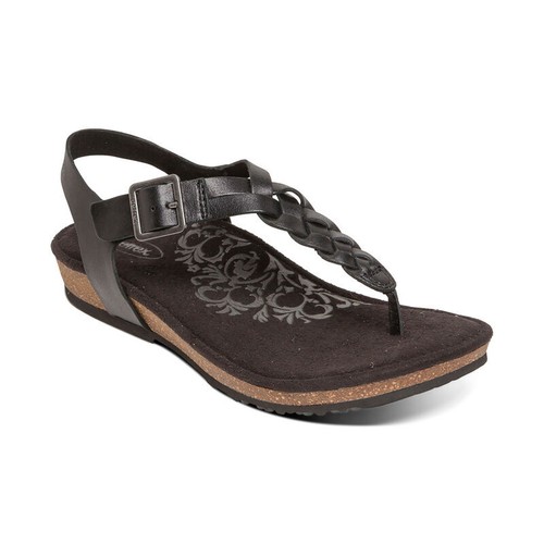 Aetrex Harper Womens Braided Sandal Leather Orthotic Slingback Thong NEW - Picture 5 of 11