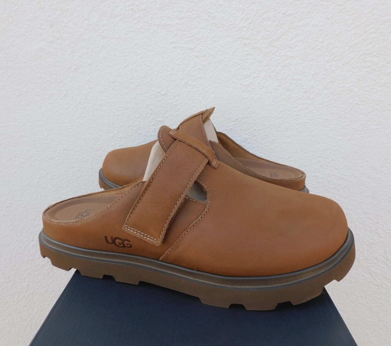 SANDALI ZOCCOLI UGG CASTAGNO NABUK SOLANO SCARPE UOMO US 10 EUR 43 ~NUOVI CON SCATOLA