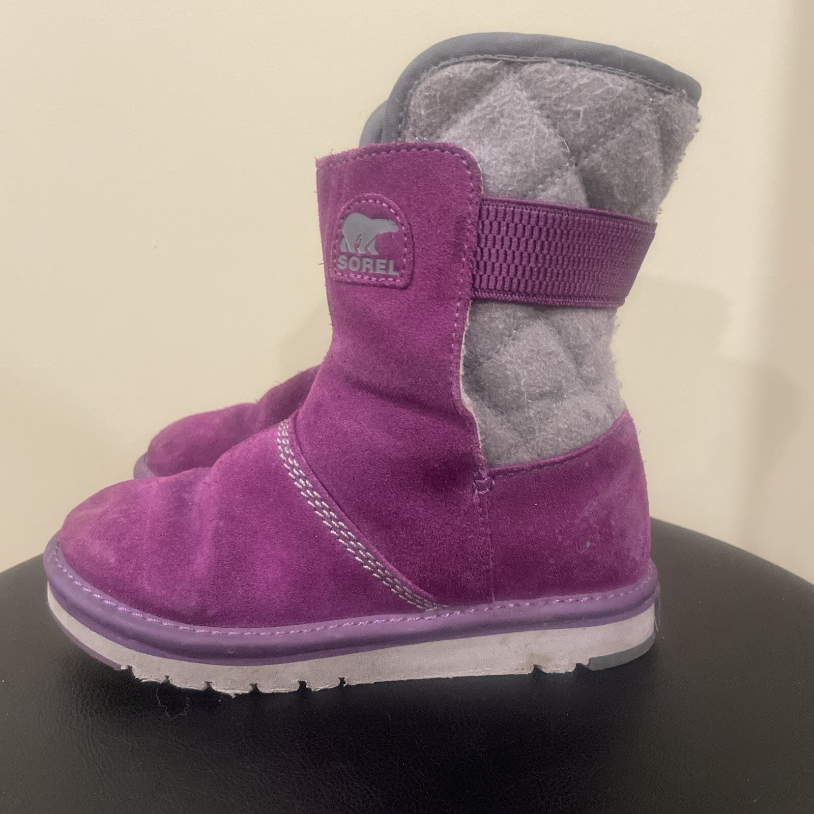 Sorel Youth Rylee Ankle Boots Girls Sz 1 Waterproof Lined Pink Purple