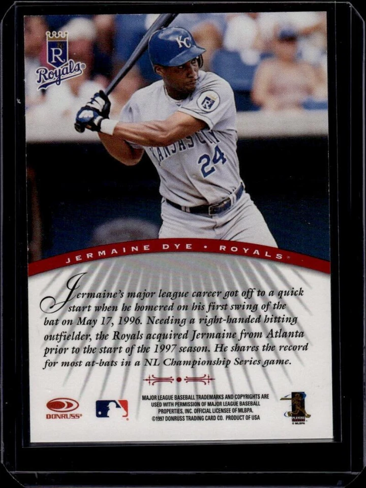 1997 Donruss Signature Millenium Autographs #36 Jermaine Dye Kansas City Royals - Image 2 of 2