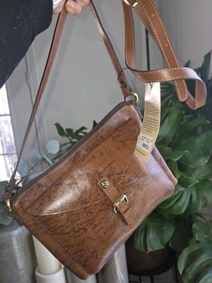 Patricia Nash Avellino Crossbody Bag Signature Map Riot Rust Brown NWT Dust Bag