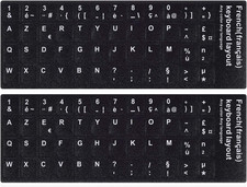  2PCS Pack French Keyboard Stickers,Matte Vinyl Keyboard Sticker with White Let